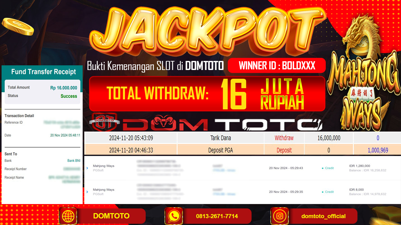 JACKPOT SLOT MAHJONG WAYS  20 NOVEMBER 2024